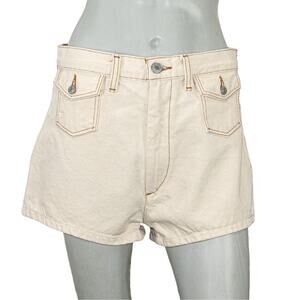 Re/Done 70's Women's Pocket Shorts Rinsed Birch Cotton Size 28